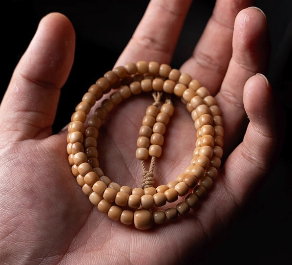 Mini-Seed Aged Bodhi Root 108-Bead Mala – For Patience & Natural Charm