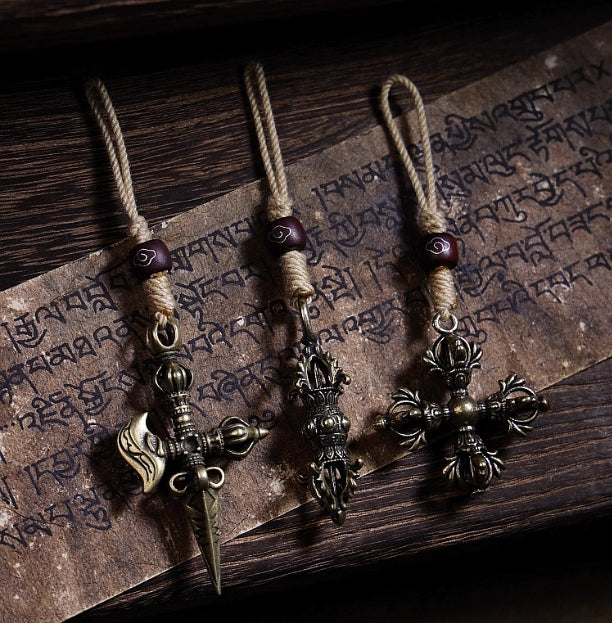 Tibetan Brass Vajra Bodhi Side-Hung Bracelet – For Protection & Fortune