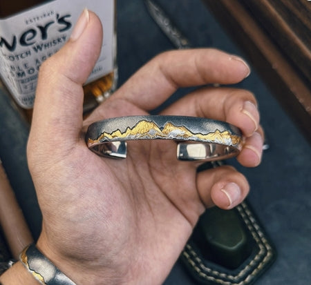 National ICH Ancient Iron – Sunlit Mountain Bracelet – 24K Gold & Meteorite, for Auspiciousness & Grace