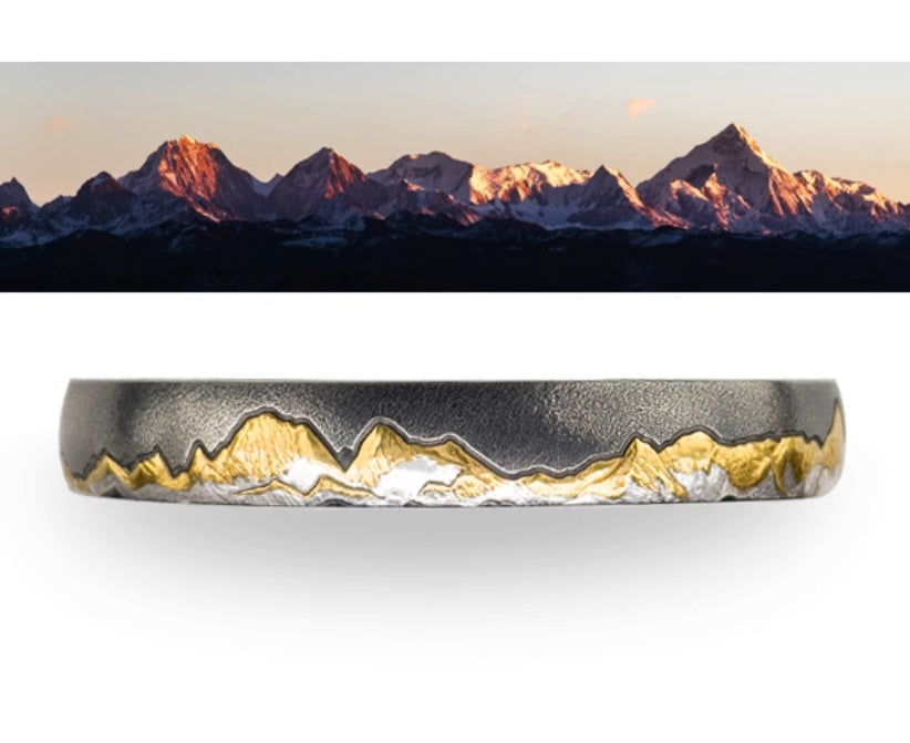 National ICH Ancient Iron – Sunlit Mountain Bracelet – 24K Gold & Meteorite, for Auspiciousness & Grace