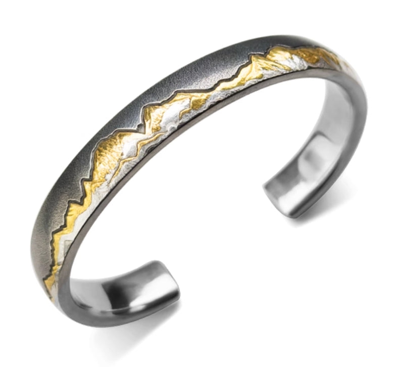 National ICH Ancient Iron – Sunlit Mountain Bracelet – 24K Gold & Meteorite, for Auspiciousness & Grace