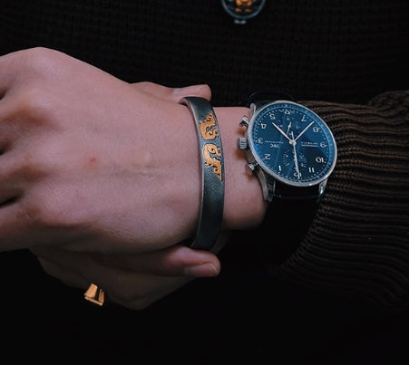 National ICH Ancient Iron- Dragon Pattern Bracelet For Divine Protection & Noble Fortune