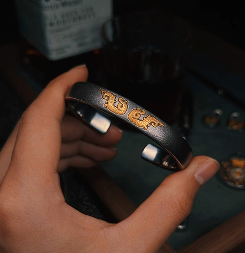 National ICH Ancient Iron- Dragon Pattern Bracelet For Divine Protection & Noble Fortune