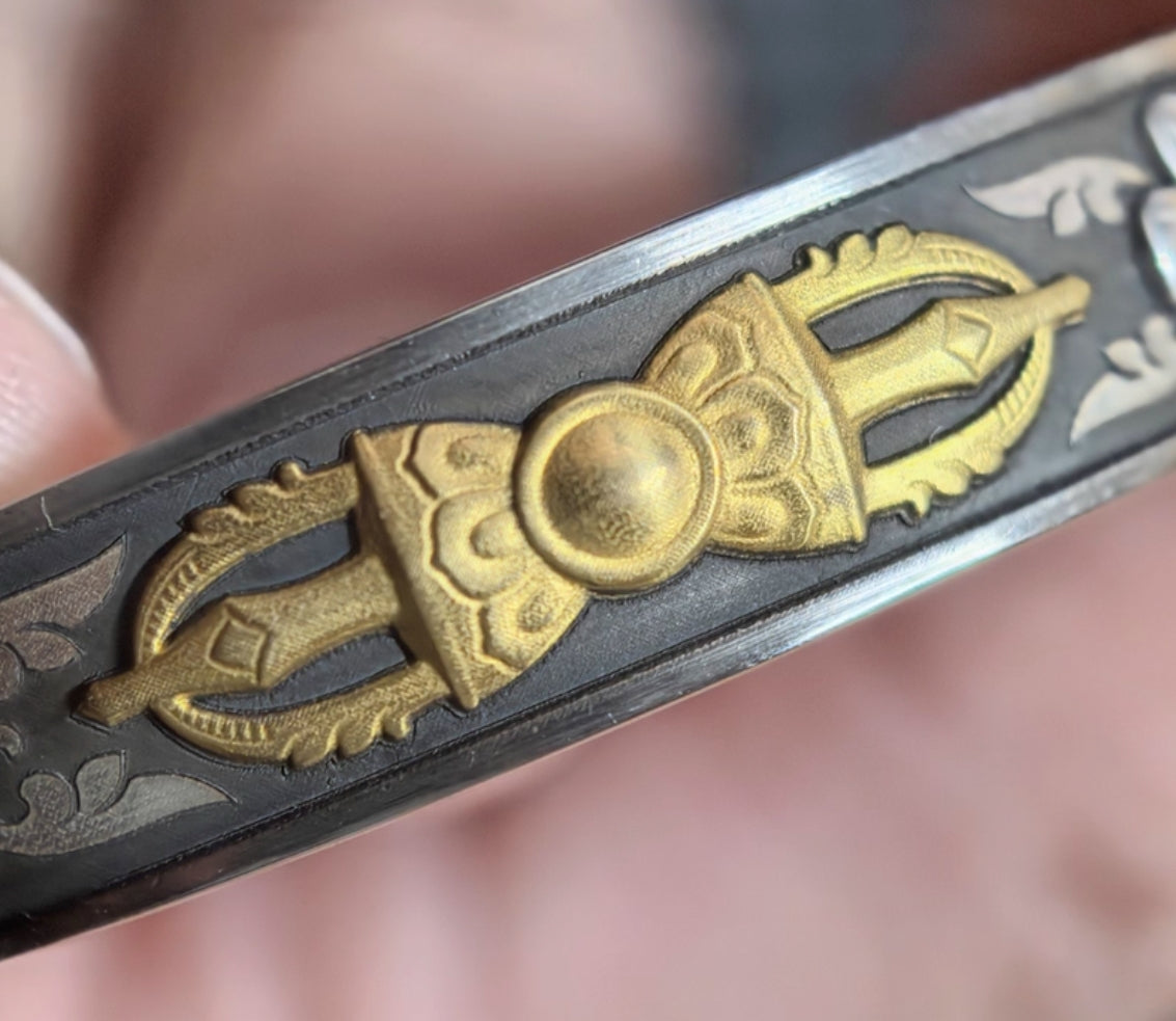 National ICH Ancient Iron – 24K Iron-Cut Gold & Meteorite Vajra Bracelet – Protection & Blessings