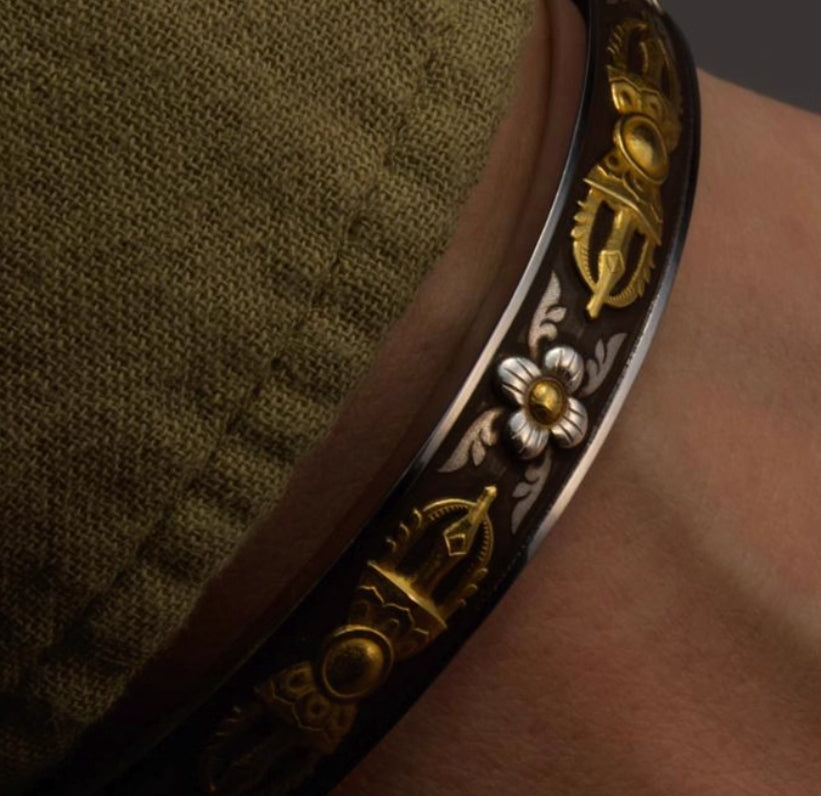 National ICH Ancient Iron – 24K Iron-Cut Gold & Meteorite Vajra Bracelet – Protection & Blessings