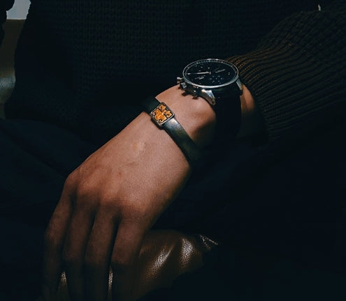 National ICH Ancient Iron – Taotie Bracelet – 24K Gold & Meteorite, for Protection & Eminence