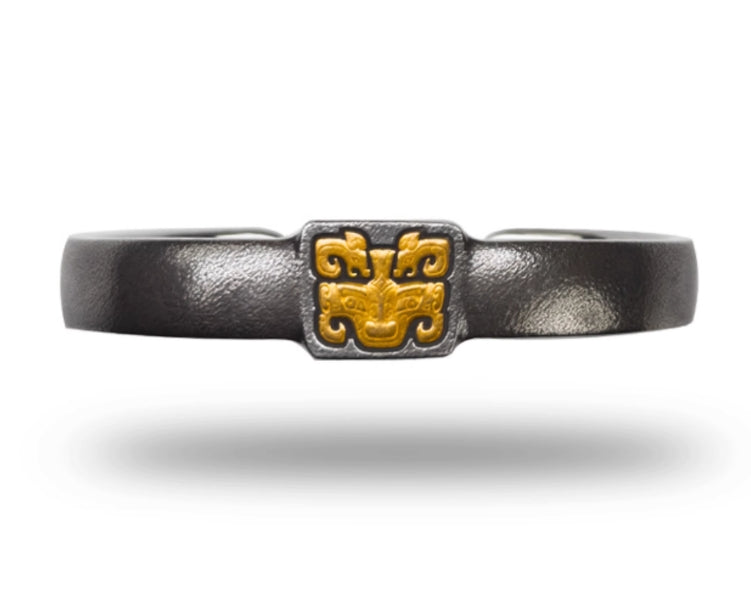 National ICH Ancient Iron – Taotie Bracelet – 24K Gold & Meteorite, for Protection & Eminence