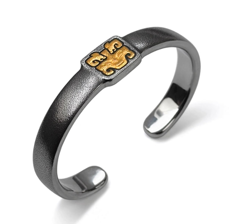 National ICH Ancient Iron – Taotie Bracelet – 24K Gold & Meteorite, for Protection & Eminence
