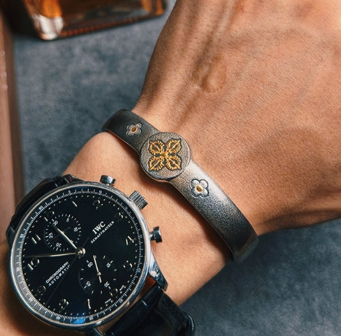 National ICH Ancient Iron-Vajra Bracelet – 24K Gold & Meteorite, for Protection, Wisdom & Blessings