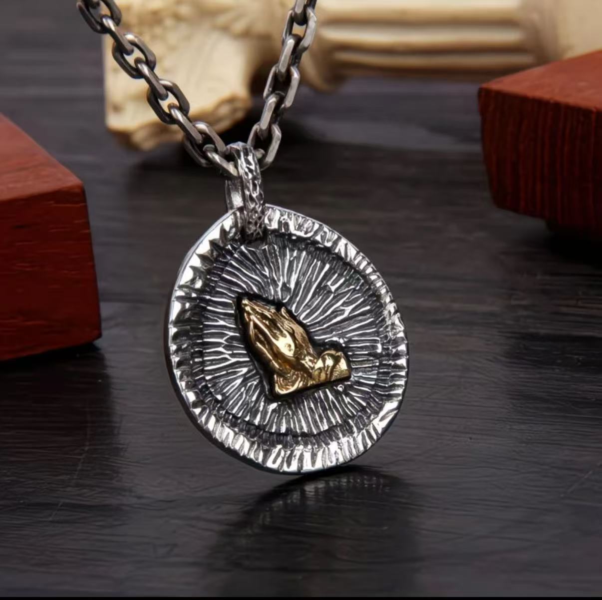 Sterling Silver Prayer Hands Necklace – For Health, Blessings, & Family Protection