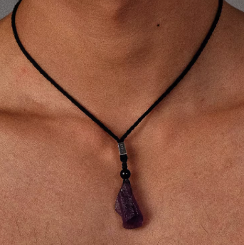 Prayer-Bound Amethyst – Raw Crystal Necklace from the Highlands