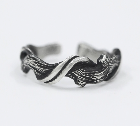 Driftwood & Stream 999 Fine Silver Open Ring – Free Engraving, A Talisman of Peace