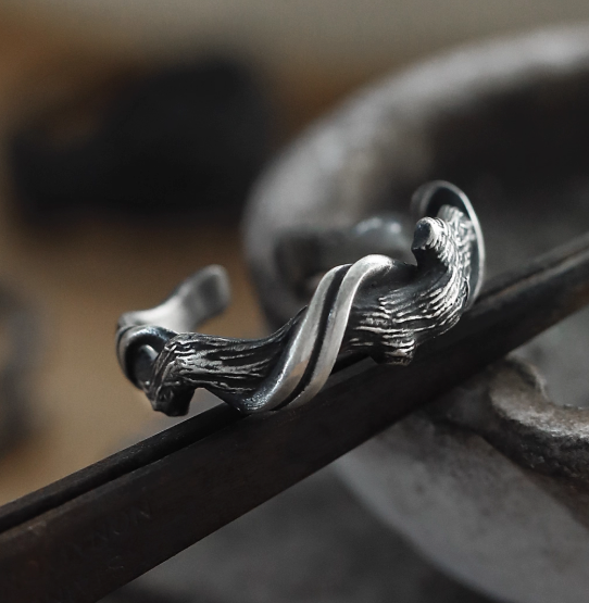 Driftwood & Stream 999 Fine Silver Open Ring – Free Engraving, A Talisman of Peace