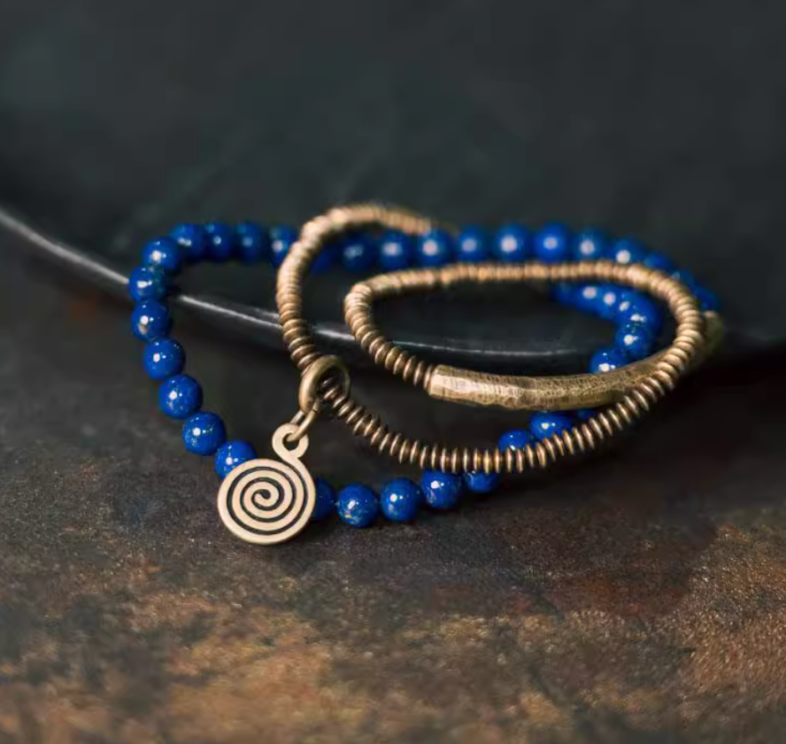Lapis Lazuli Wisdom Spiral Bracelet
