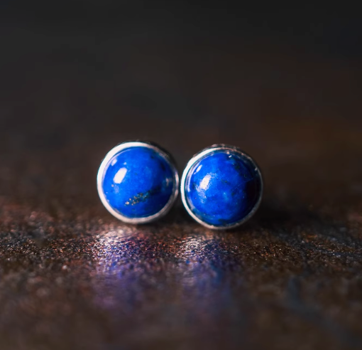 Lapis Lazuli & 925 Silver Celestial Studs