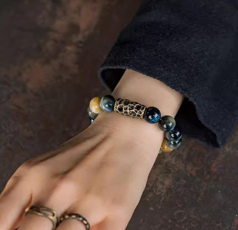 Mystic Blue & Gold Tiger's Eye "Galaxy" Bracelet