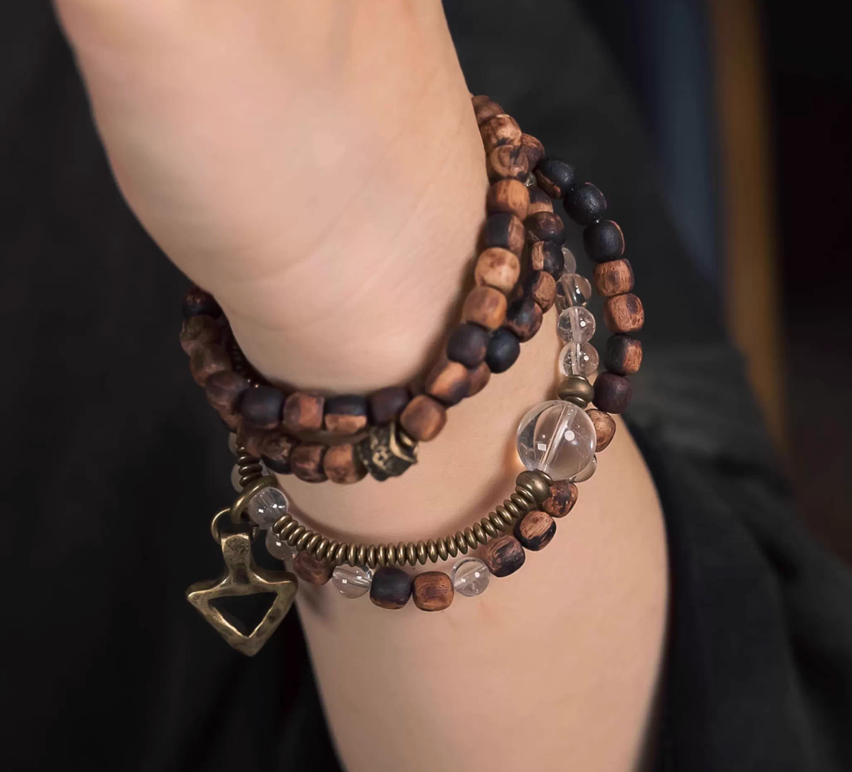 Lignum Rhodium & Clear Quartz Convertible Mala
