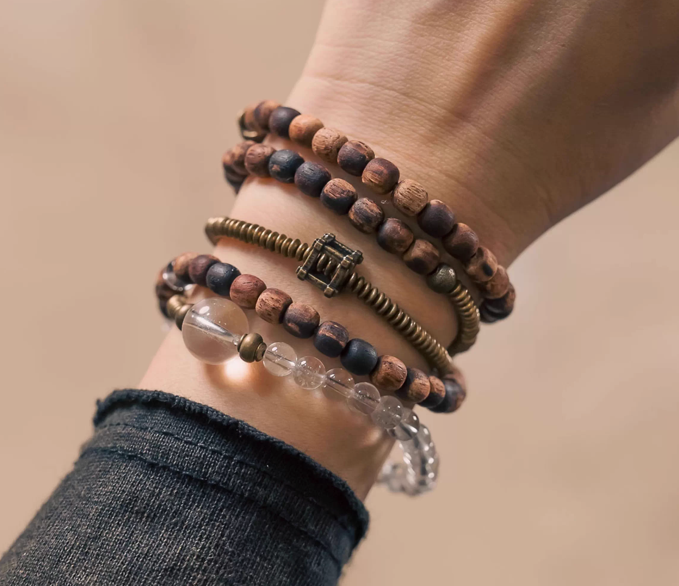 Lignum Rhodium & Clear Quartz Convertible Mala