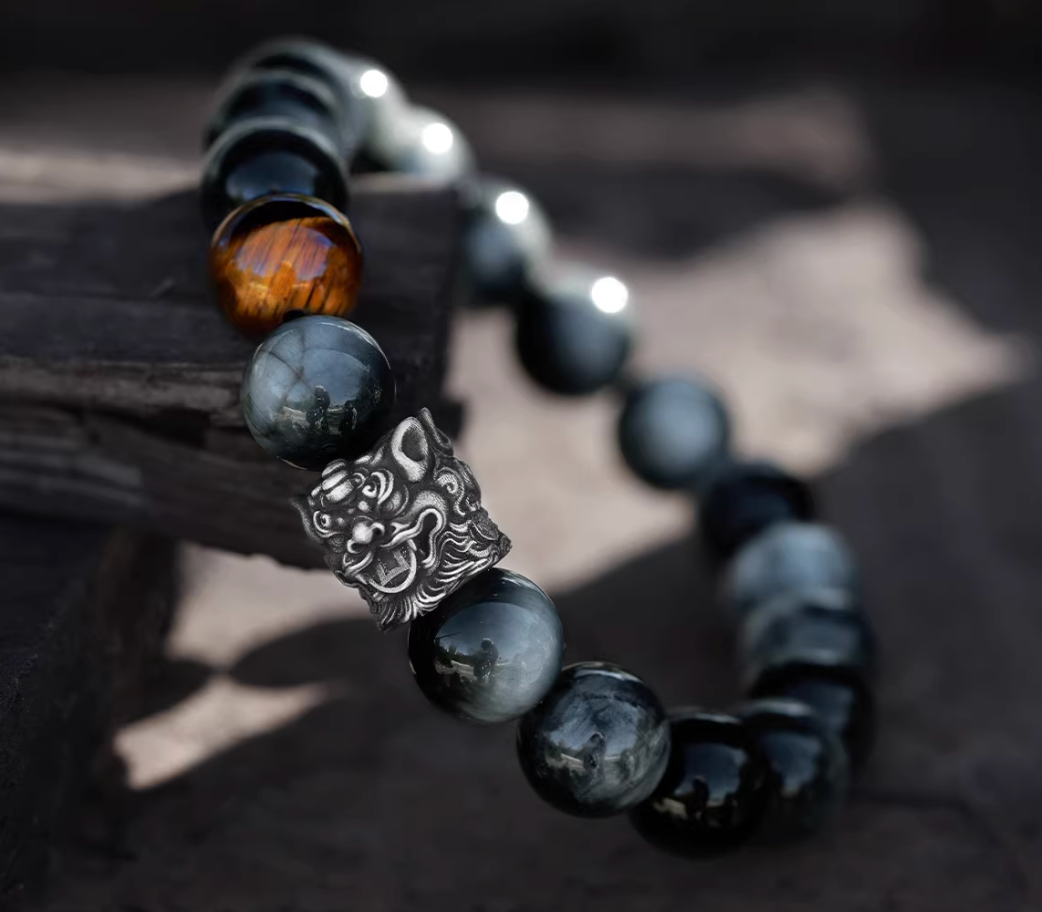 Tibetan Snow Lion & Himalayan Eagle Eye Bracelet