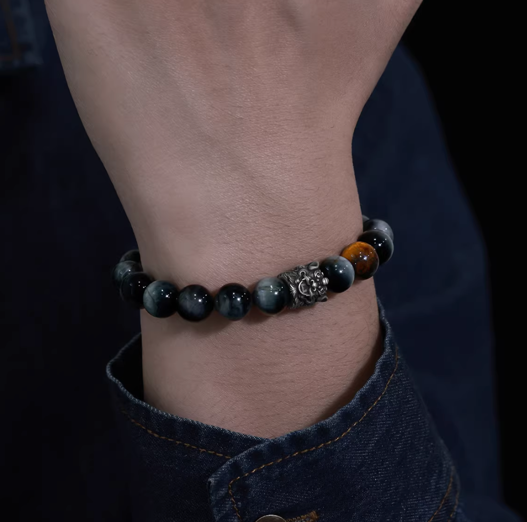 Tibetan Snow Lion & Himalayan Eagle Eye Bracelet