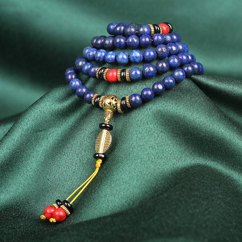 Tibetan Lapis Lazuli Wisdom Mala Bracelet