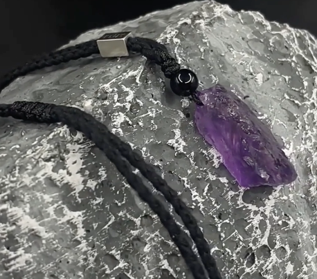 Prayer-Bound Amethyst – Raw Crystal Necklace from the Highlands