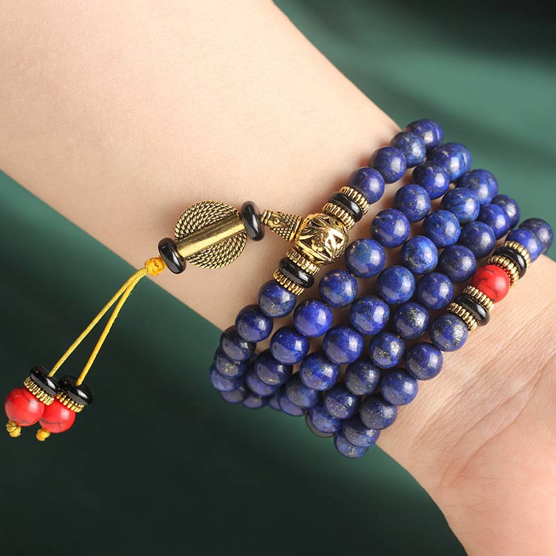 Tibetan Lapis Lazuli Wisdom Mala Bracelet