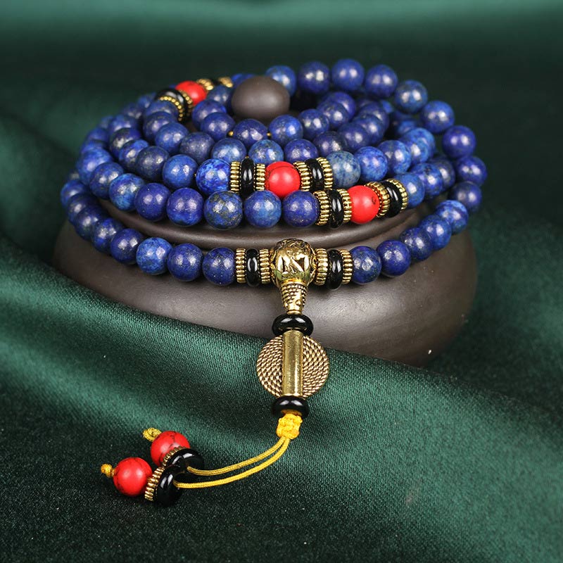 Tibetan Lapis Lazuli Wisdom Mala Bracelet