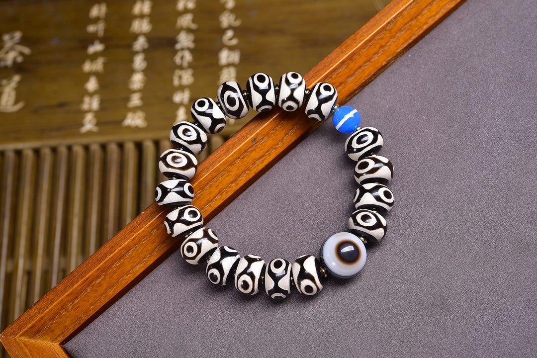 Tibetan 3 Eyes Dzi Bracelet  Protective Amulet Best Gift Attract Positive Energy and Good Luck