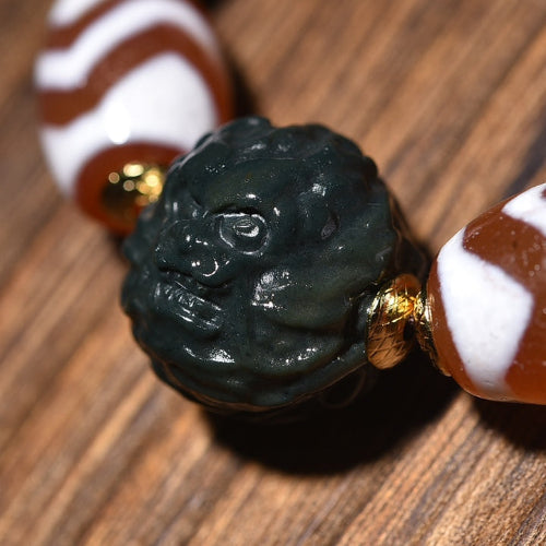 Health and exorcism, Tiger Tooth Dzi Beads，size18*7mm