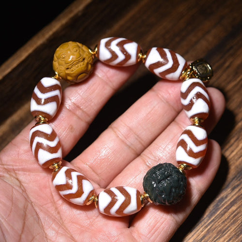 Health and exorcism, Tiger Tooth Dzi Beads，size18*7mm