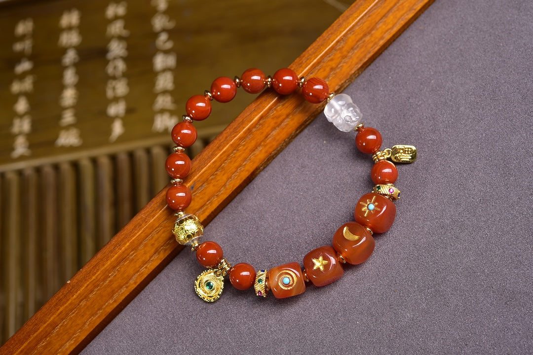 Agate Attracting Wealth and Good Fortune White Crystal Bracelet