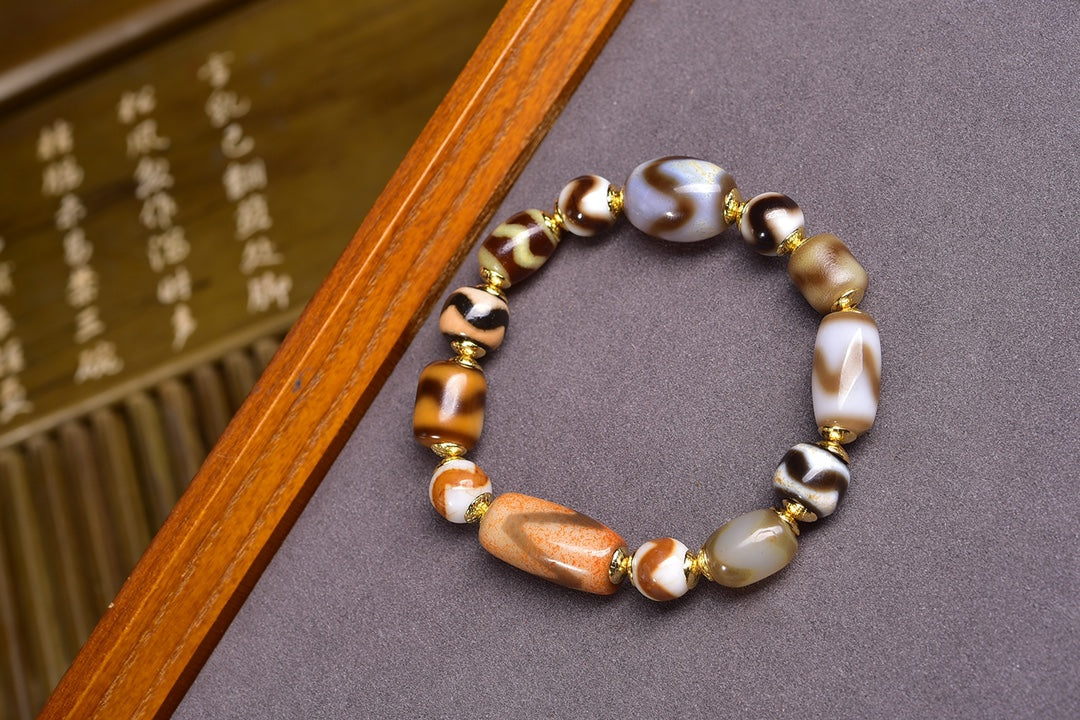 PROTECTIVE ENERGY Tiger TOOTH DZI BEAD TIBETAN TREASURES BRACELET